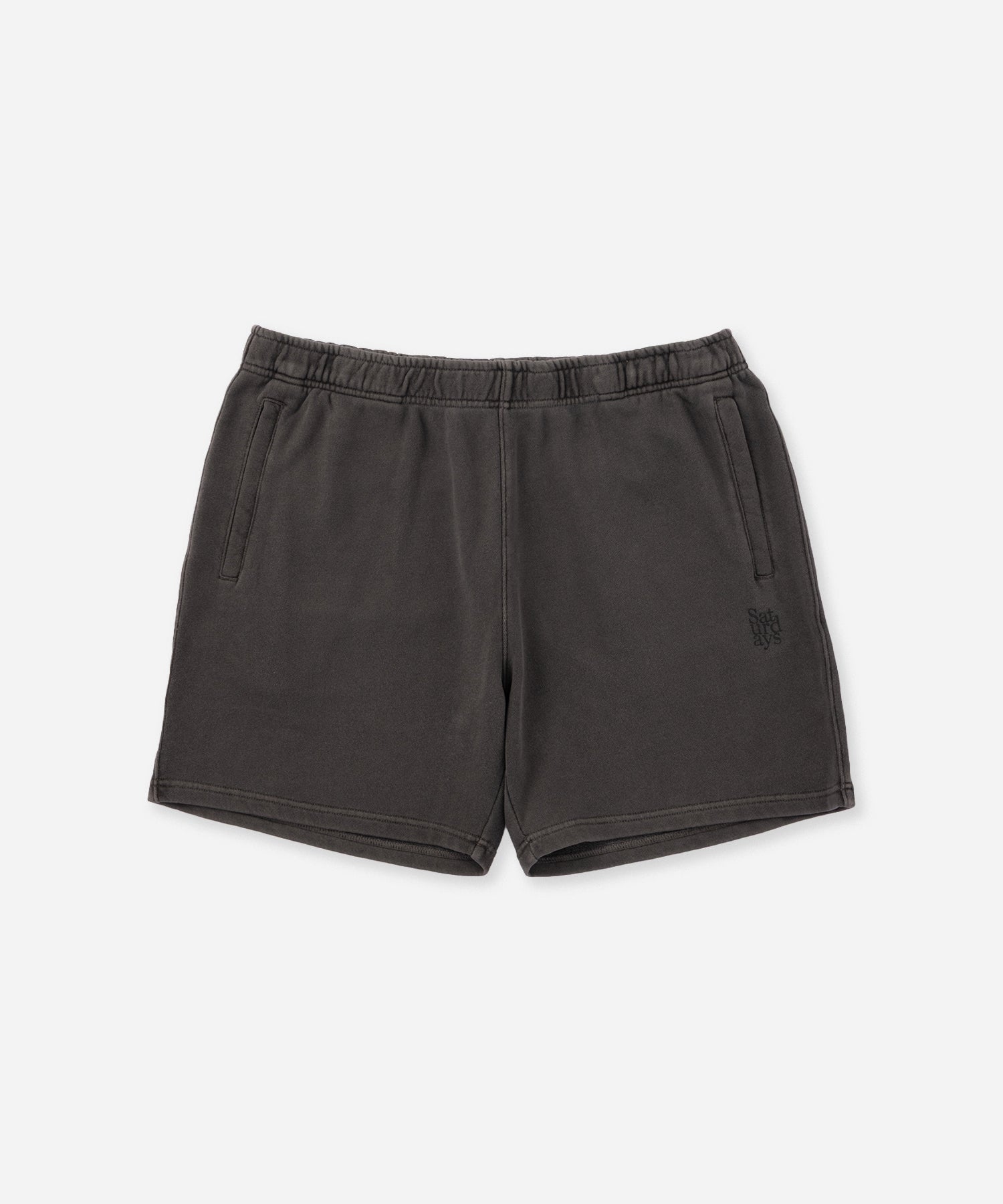Saturdays NYC Austin Pigment Dyed Sweat Short in Black Sub
