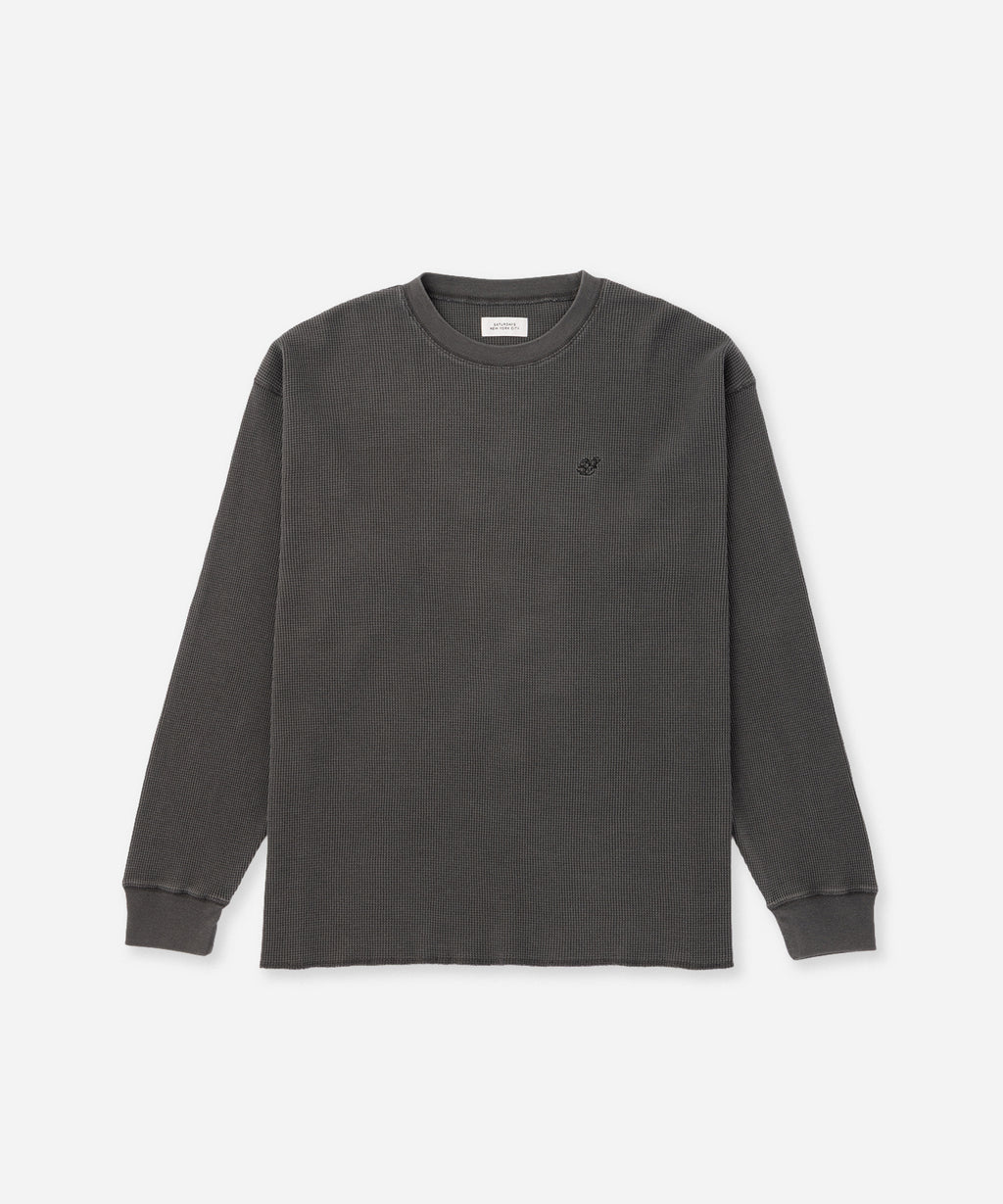 Saturdays NYC SNYC Pigment Waffle Top in Charcoal