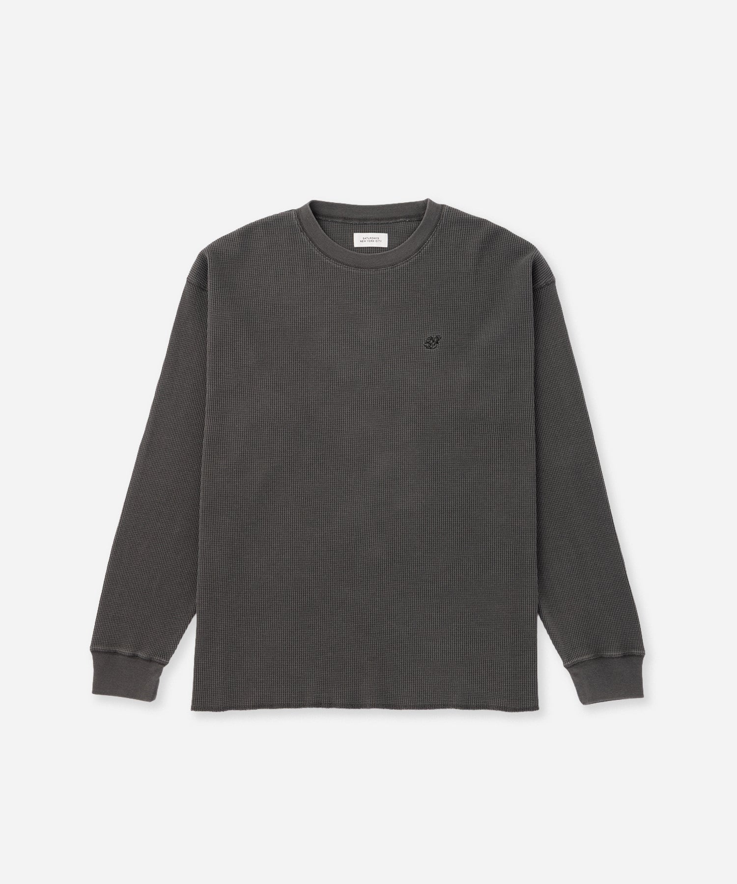 Saturdays NYC SNYC Pigment Waffle Top in Charcoal