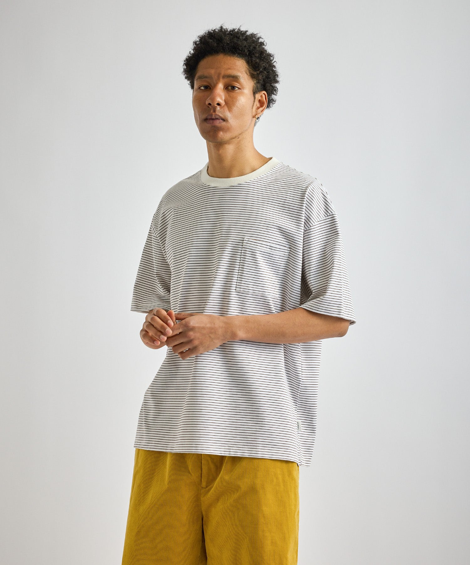 Saturdays NYC Randall Stripe Relaxed Tee in Off White