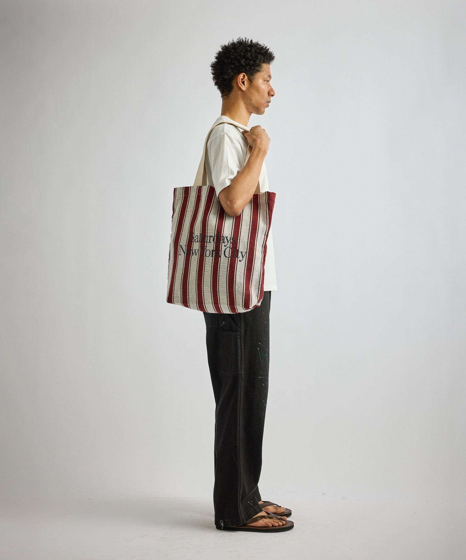 Saturdays NYC Miller Stripe Tote Bag in Wine