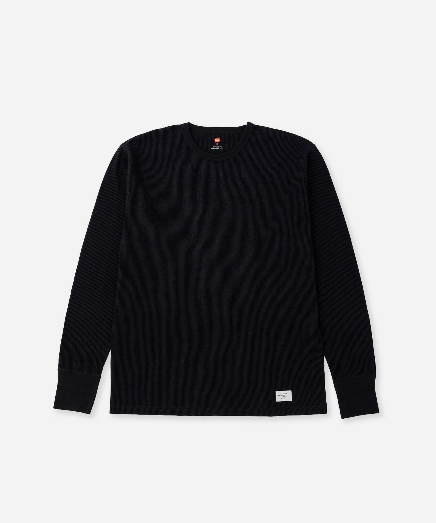 Saturdays NYC Hanes x Saturdays NYC Waffle 2-Pack Long Sleeve Tee in Black & Off White