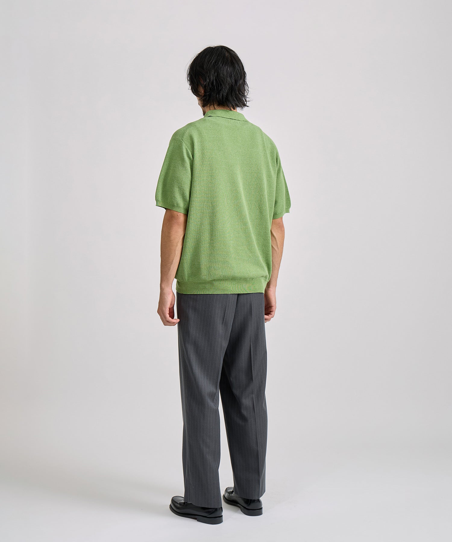 Saturdays NYC Jahmad Linen Knit Polo in Light Green