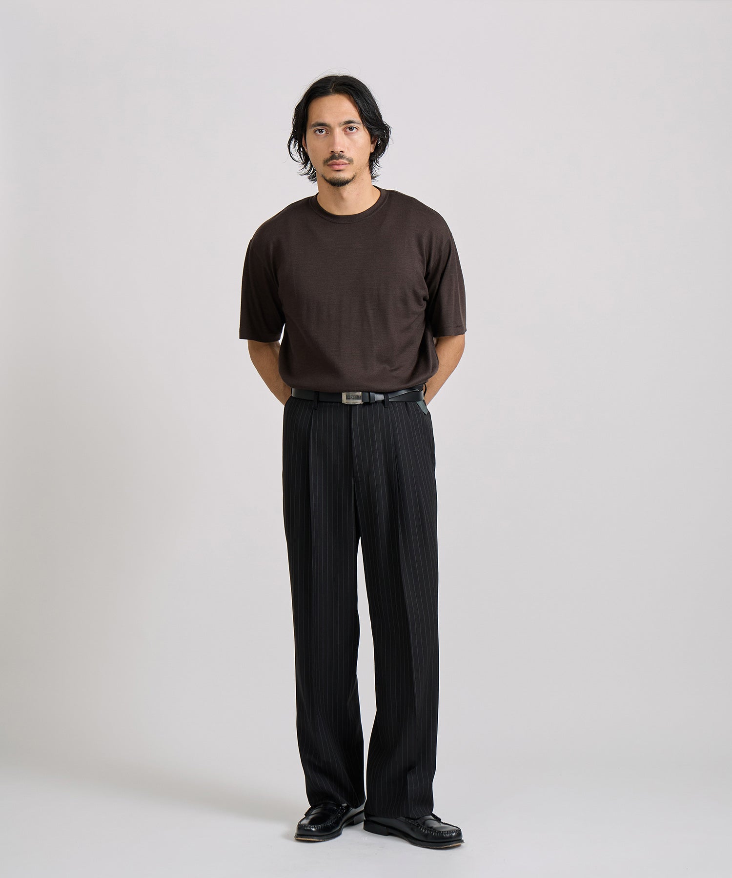 Saturdays NYC Brandon Relaxed Wool Tee in Dark Brown