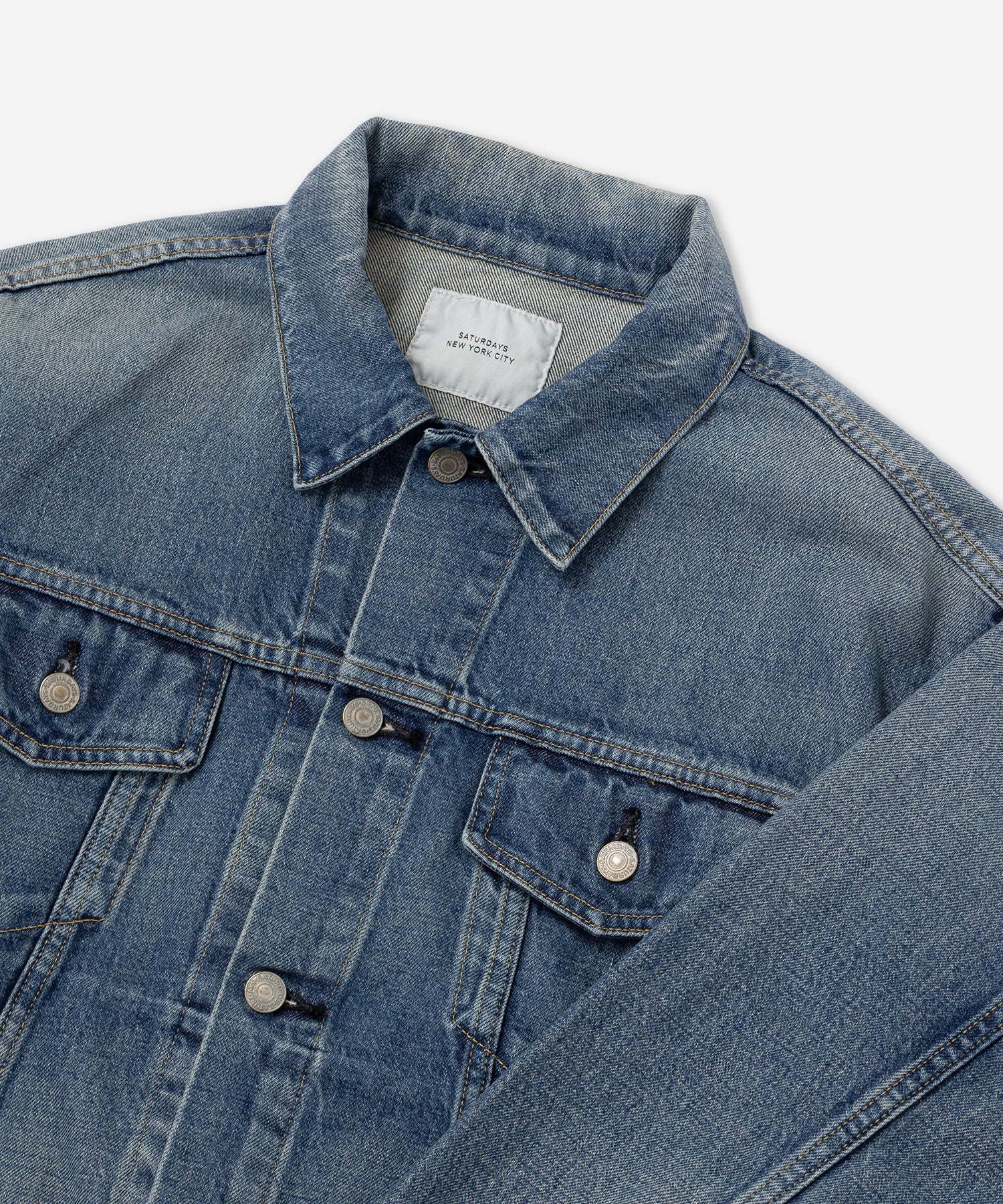 Saturdays NYC Emil Washed Denim Jacket in Blue