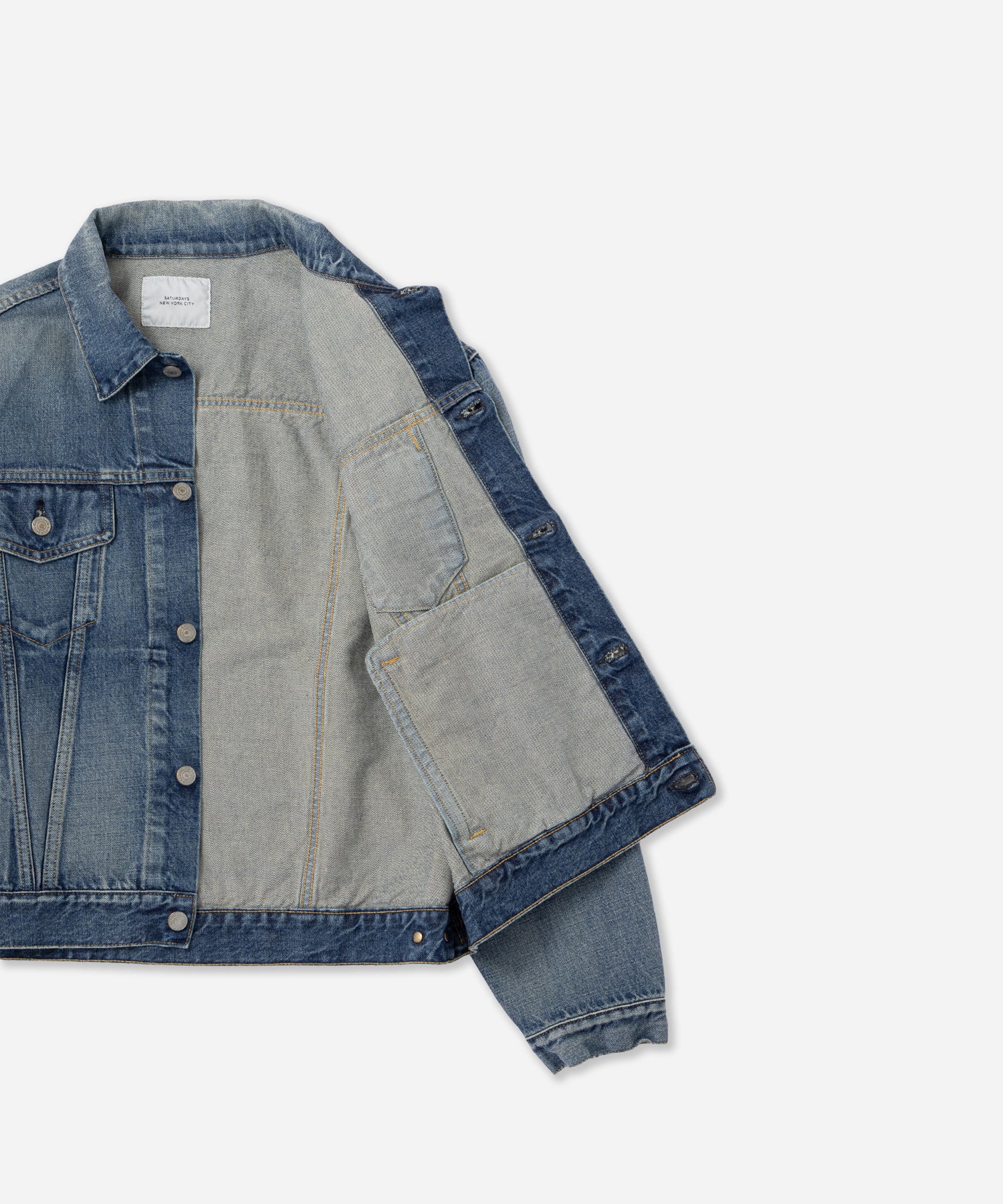 Saturdays NYC Emil Washed Denim Jacket in Blue