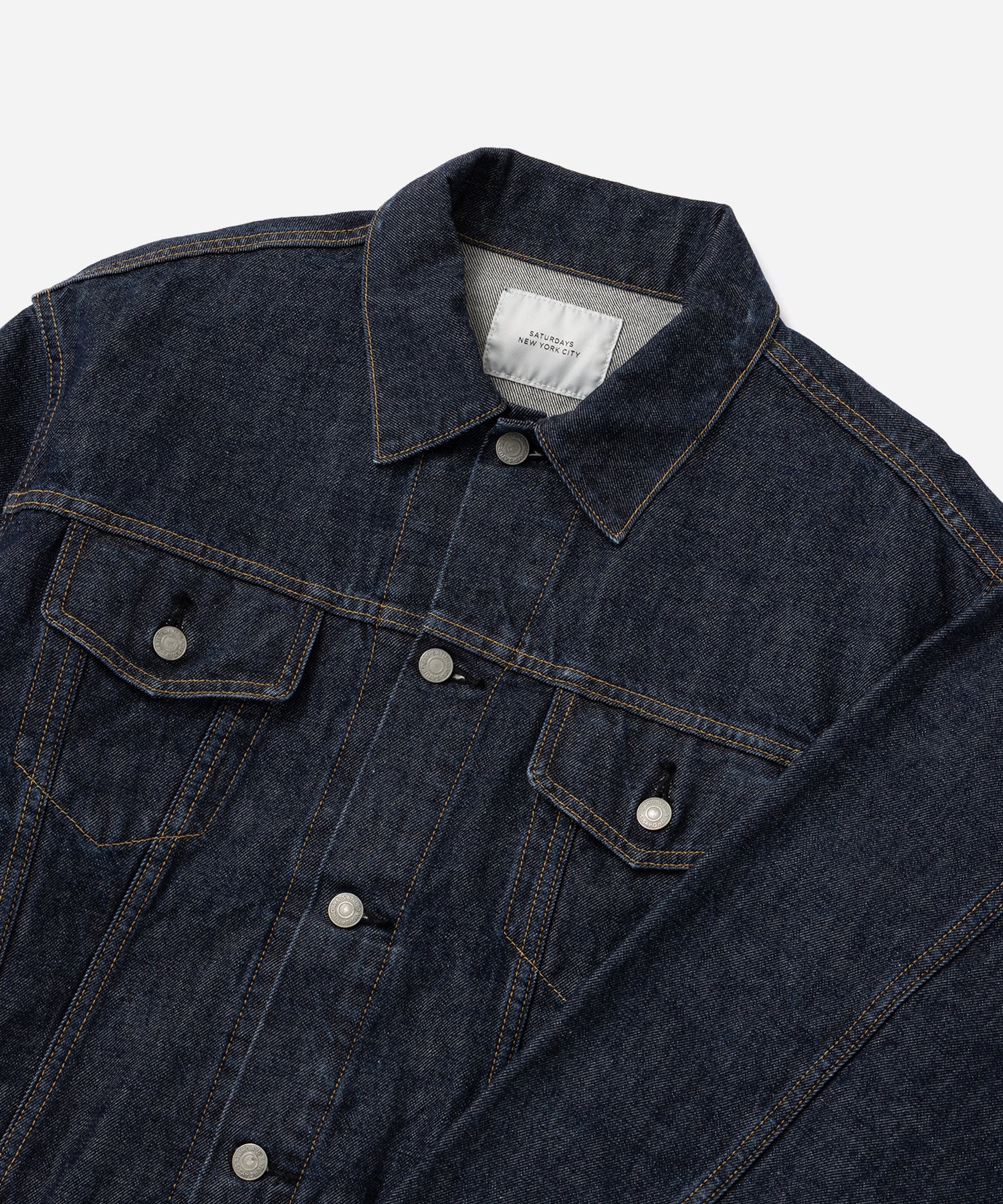 Saturdays NYC Emil Rinsed Denim Jacket in Navy