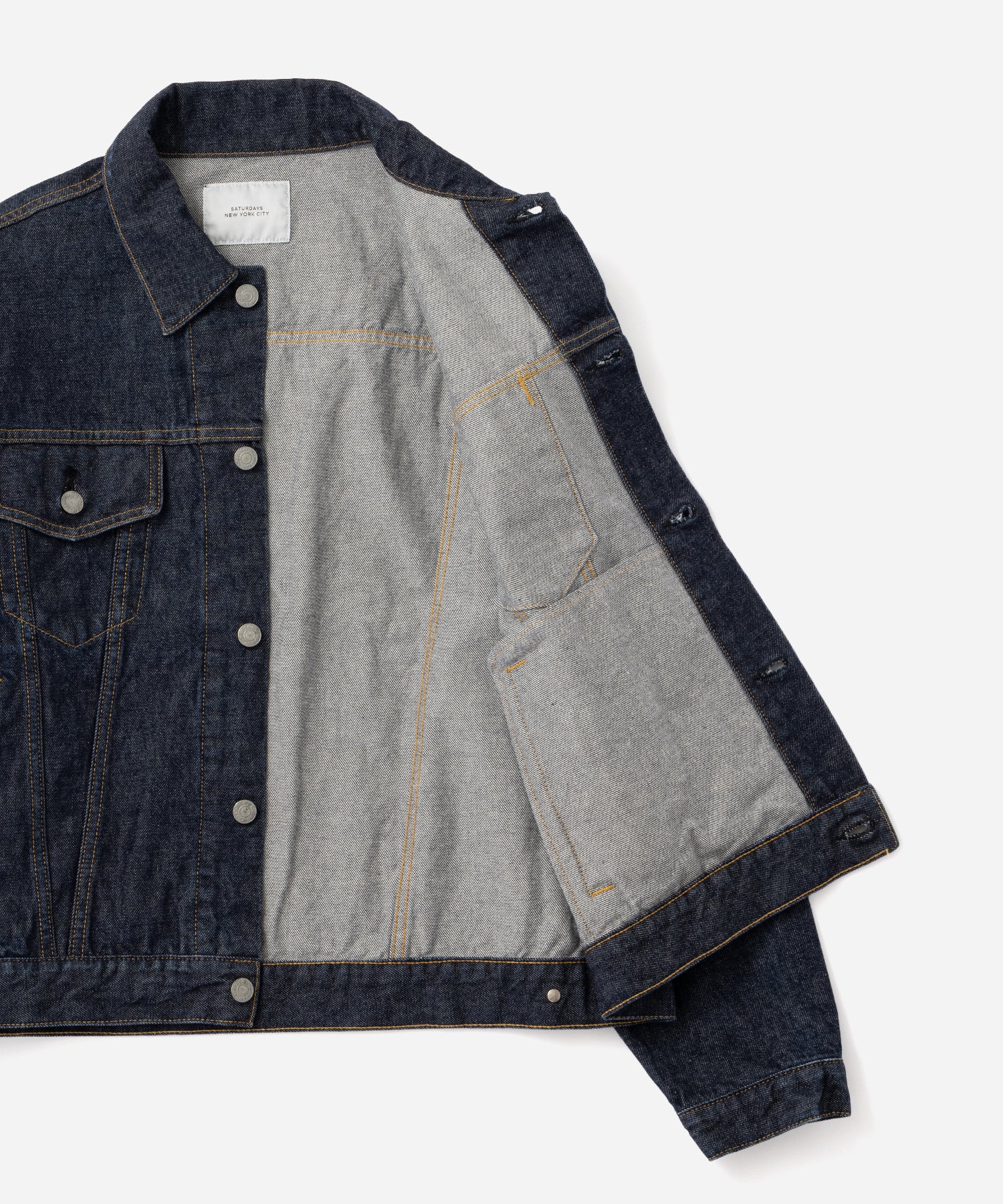 Saturdays NYC Emil Rinsed Denim Jacket in Navy