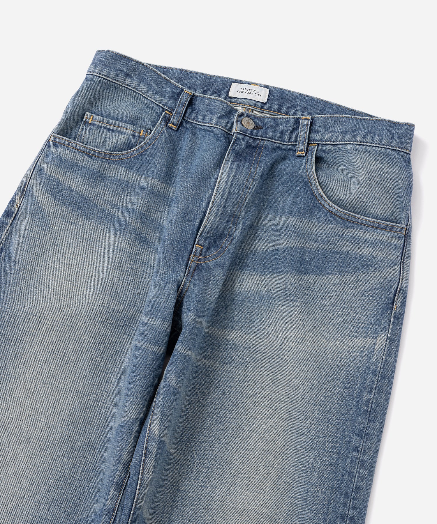 Saturdays NYC Takeru Relaxed Washed Denim Pant in Blue