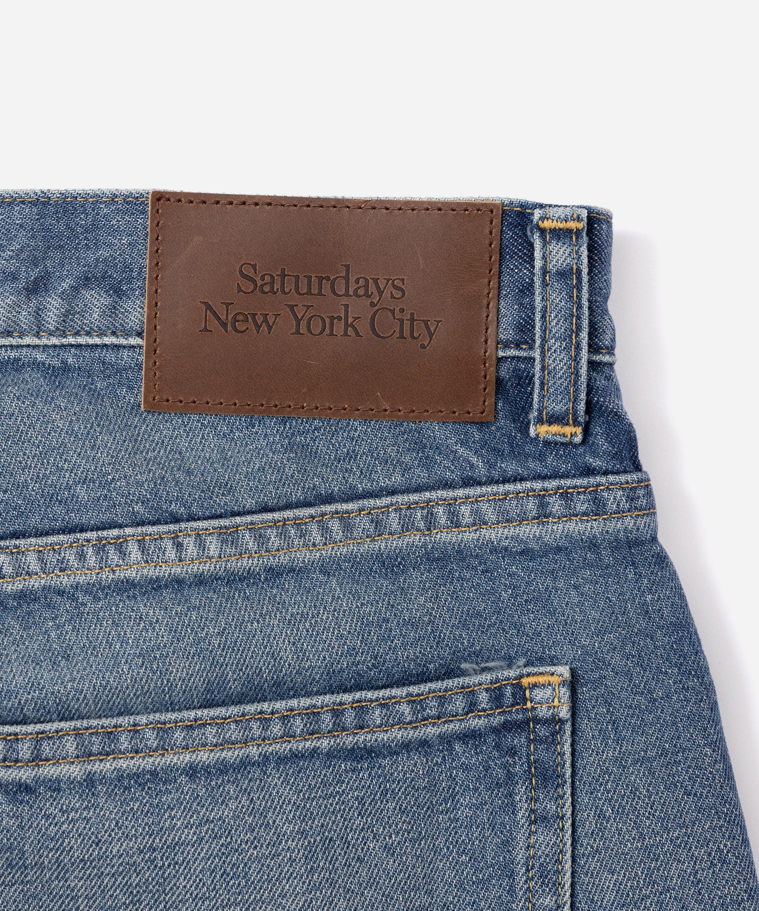 Saturdays NYC Takeru Relaxed Washed Denim Pant in Blue