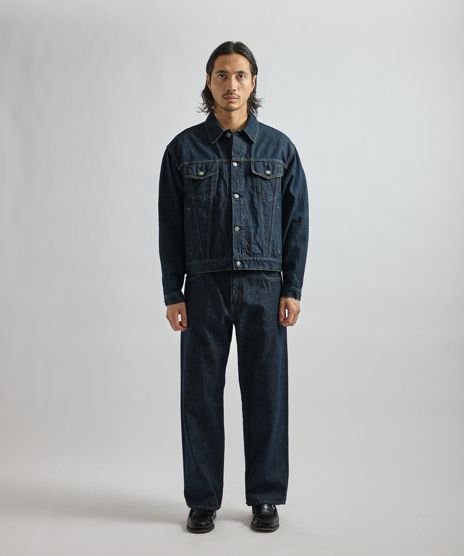 Saturdays NYC Emil Rinsed Denim Jacket in Navy