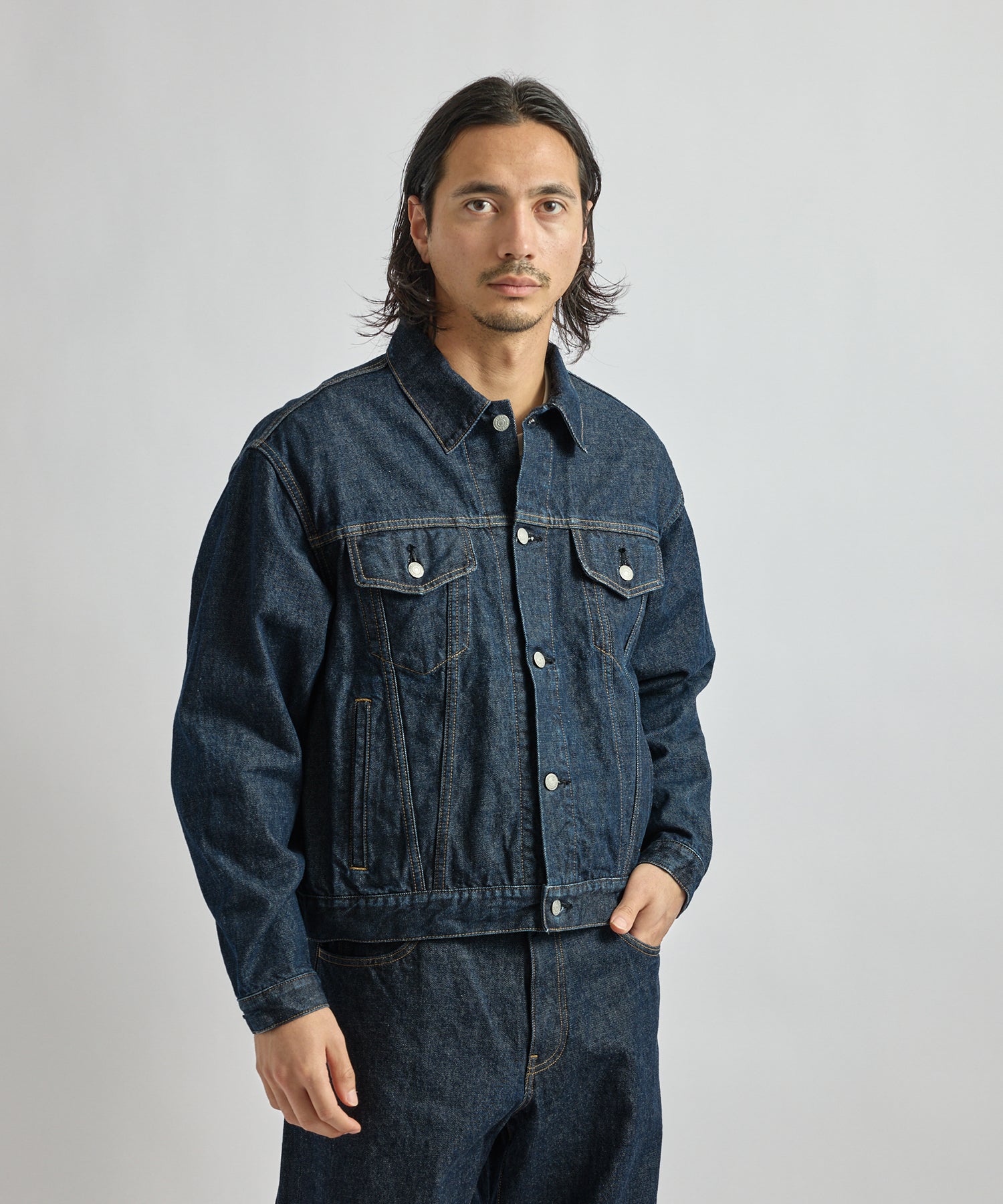 Saturdays NYC Emil Rinsed Denim Jacket in Navy