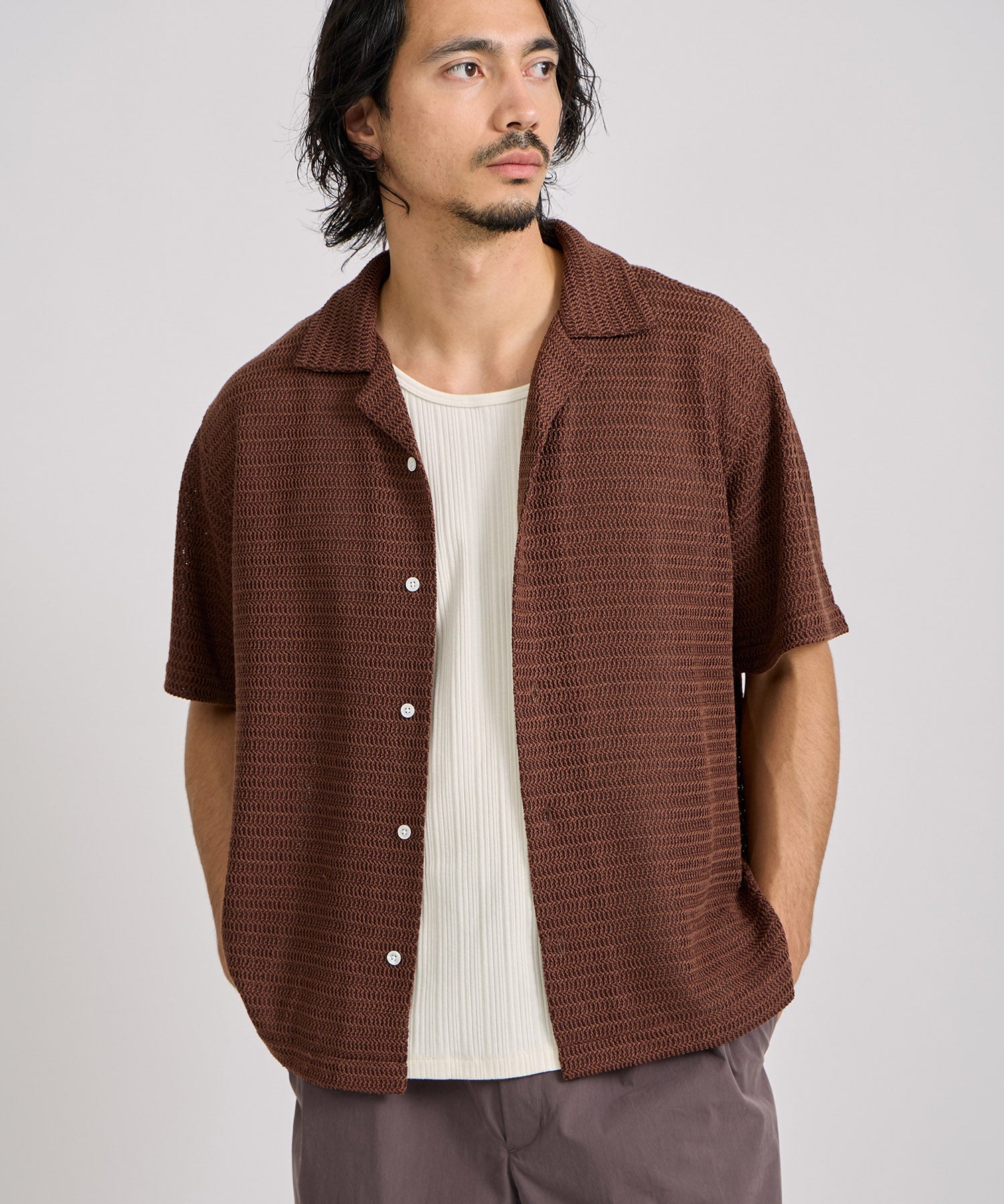 Saturdays NYC Canty Lace Shirt in Dark Brown