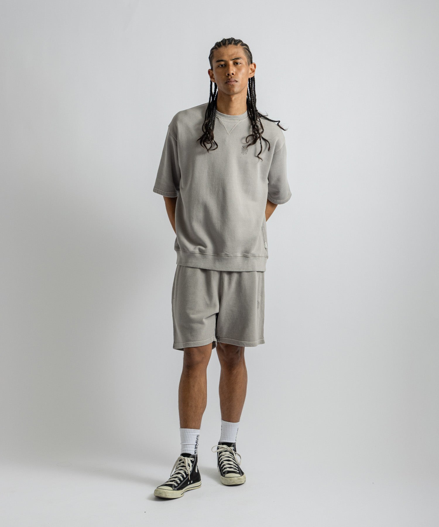 Saturdays NYC Elliott Pigment Dyed Sweat in Gray