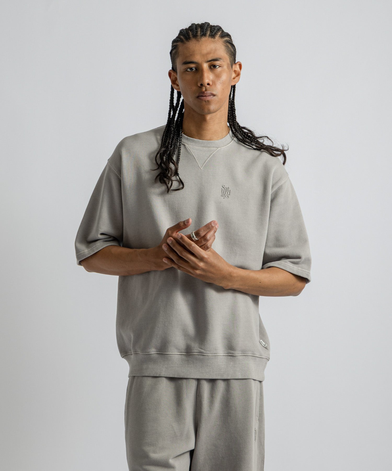 Saturdays NYC Elliott Pigment Dyed Sweat in Gray
