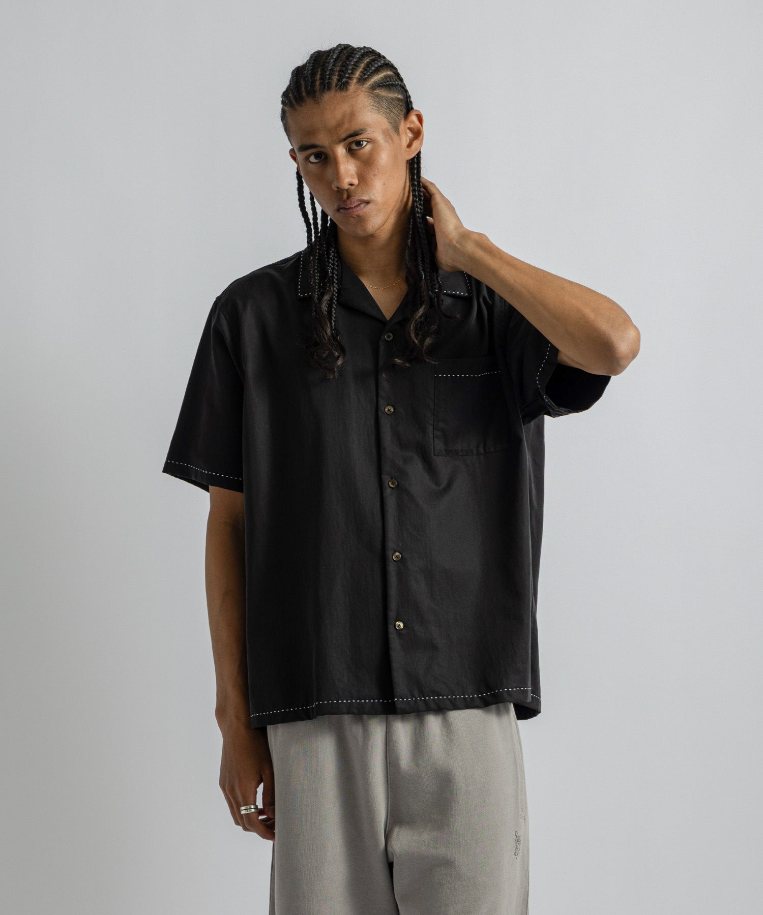 Saturdays NYC Canty Stitch Color Shirt in Black