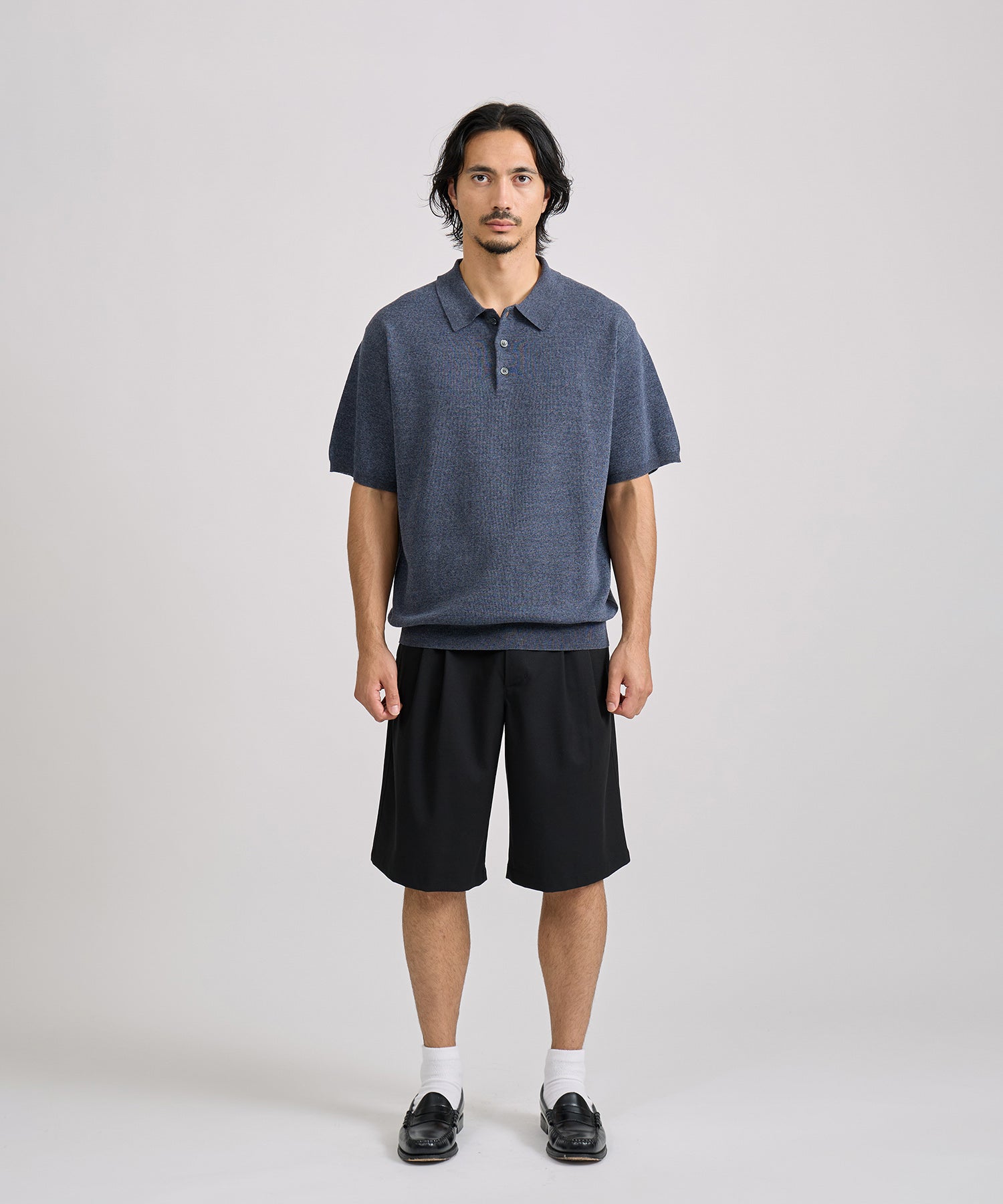 Saturdays NYC Jahmad Linen Knit Polo in Navy