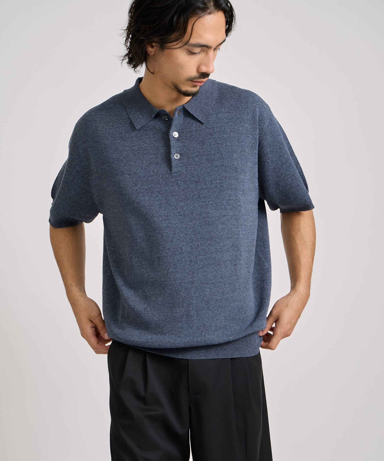 Saturdays NYC Jahmad Linen Knit Polo in Navy
