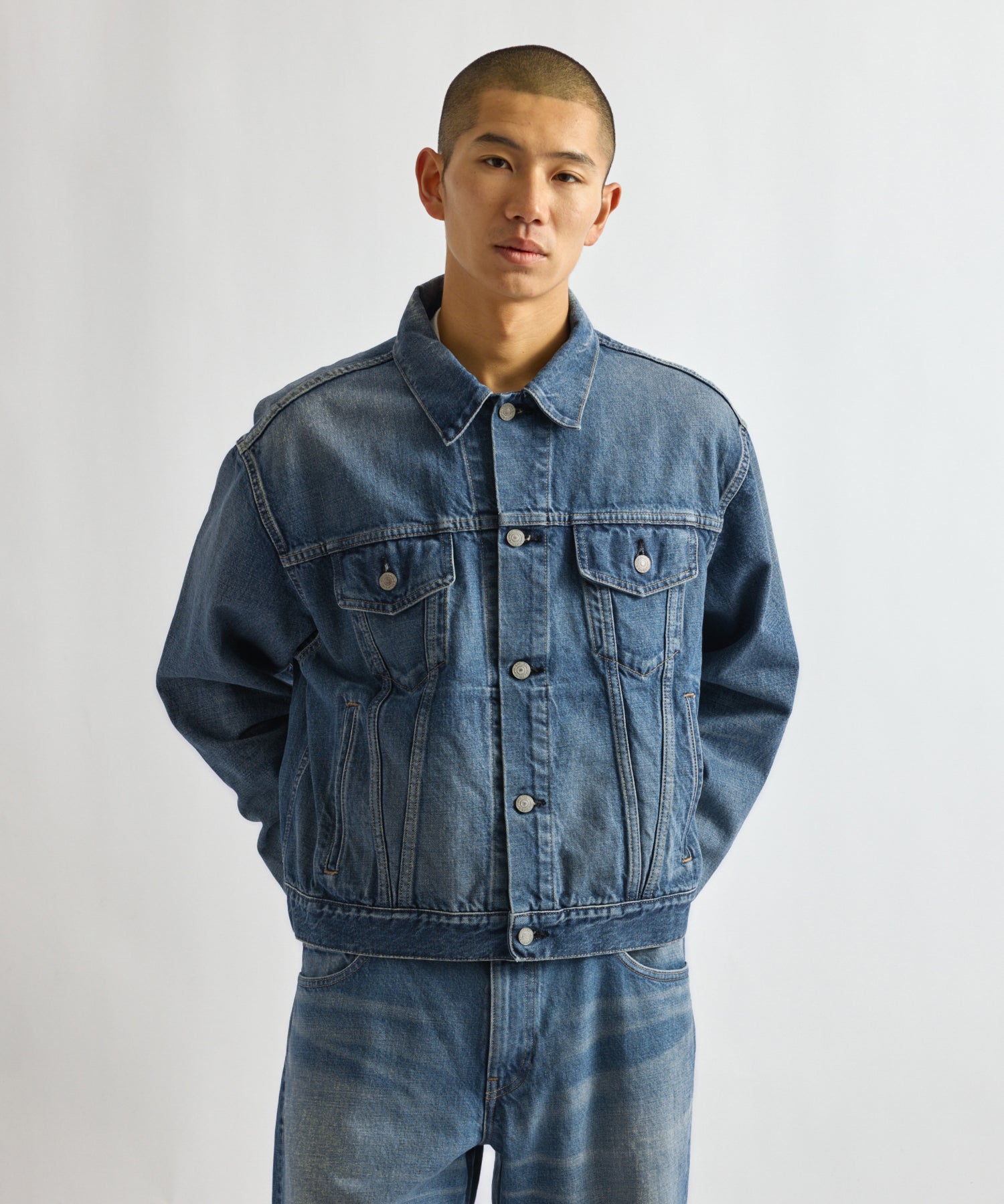 Saturdays NYC Emil Washed Denim Jacket in Blue