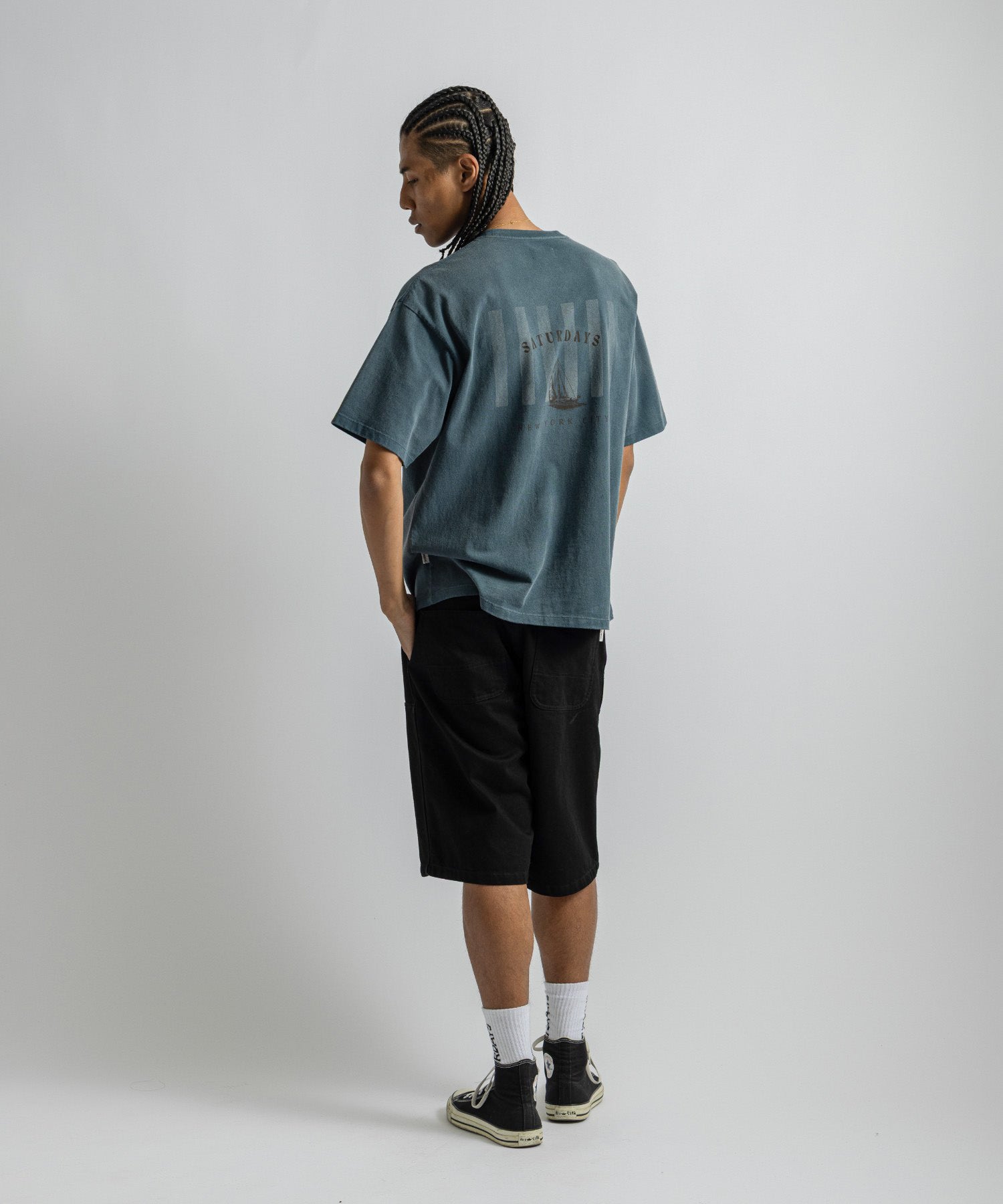 Saturdays NYC Sailboat Relaxed Tee in Blue