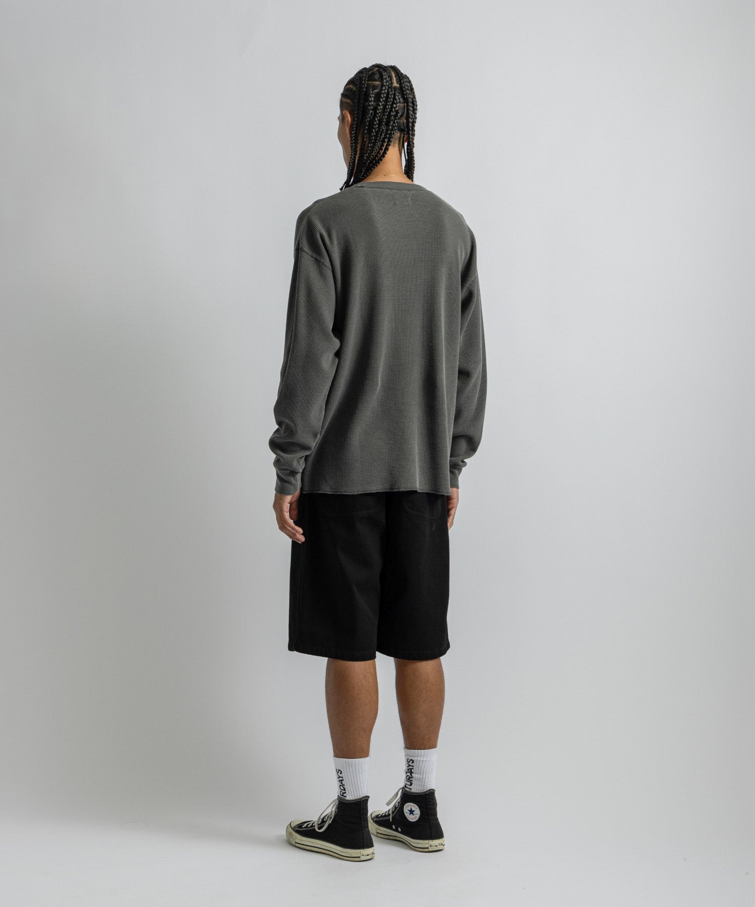Saturdays NYC SNYC Pigment Waffle Top in Charcoal