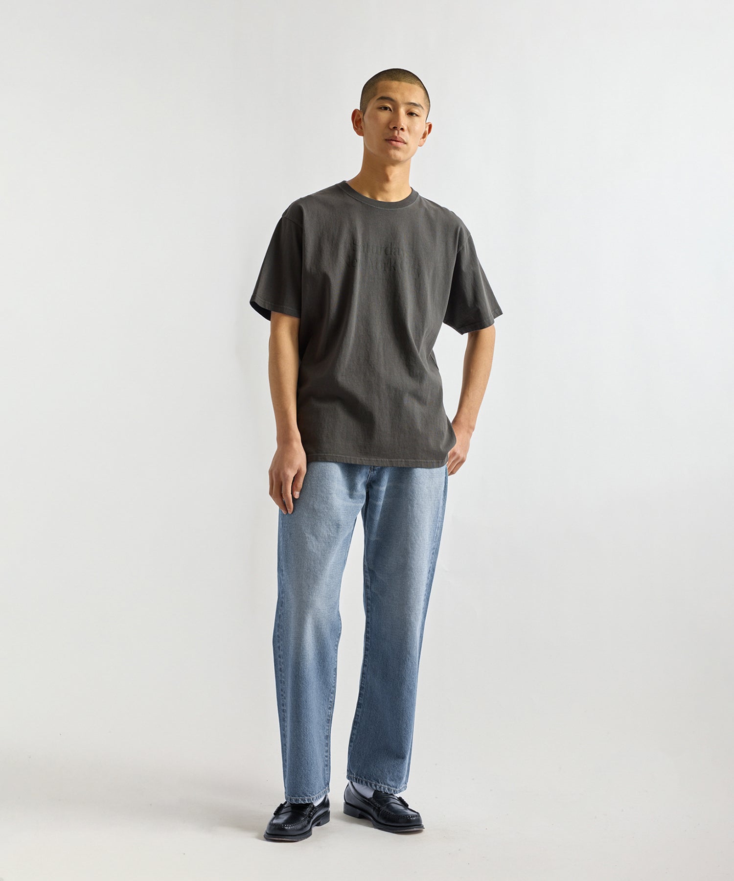 Saturdays NYC Tobias Straight Washed Denim Pant in Blue