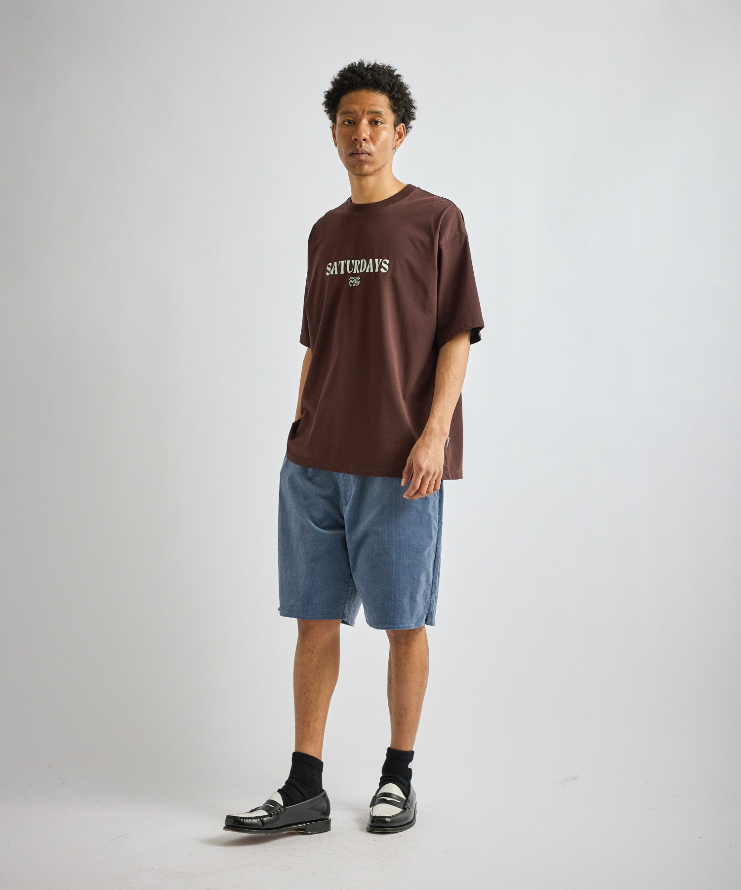 Saturdays NYC Ripples Relaxed Tee in Dark Brown
