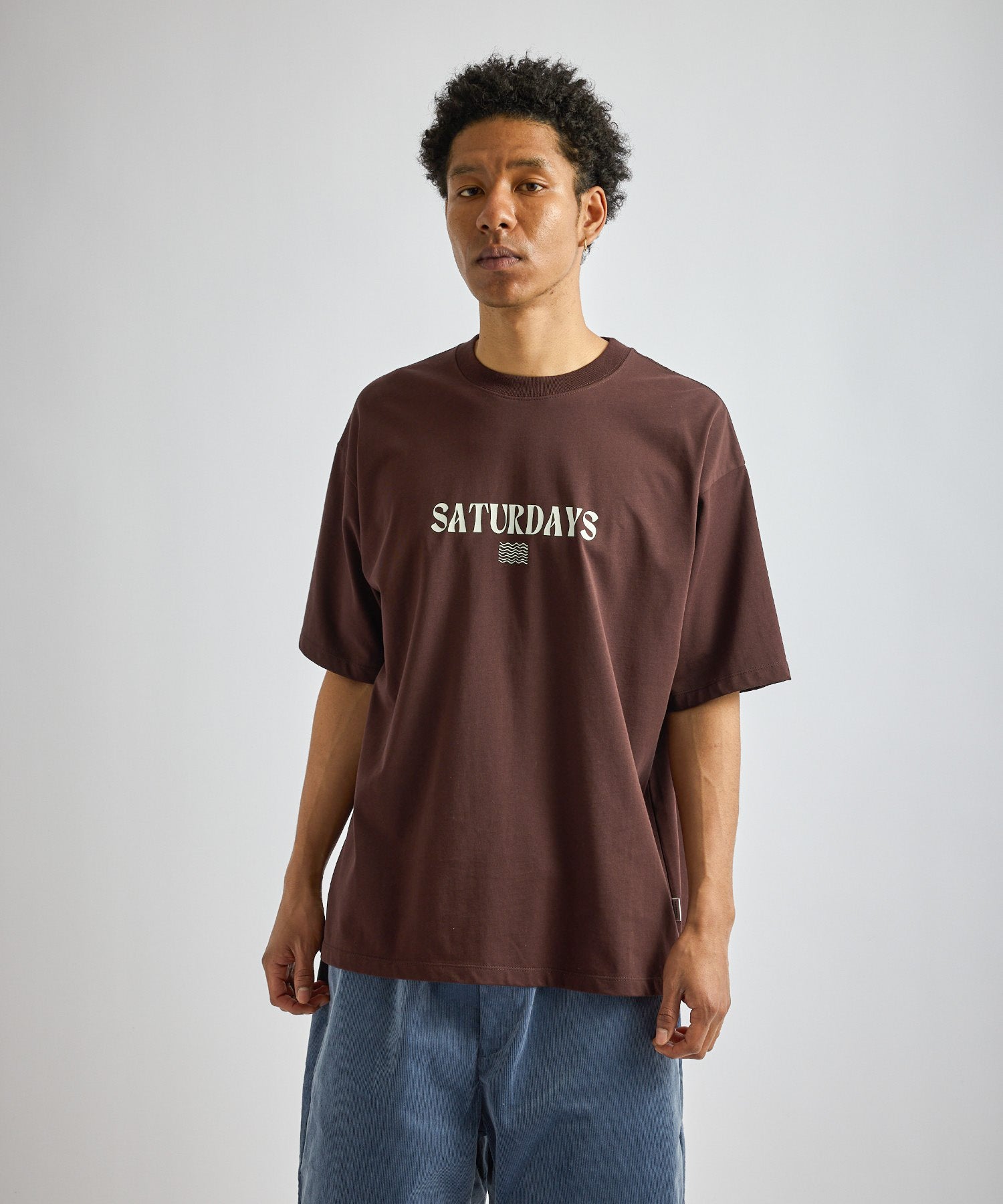 Saturdays NYC Ripples Relaxed Tee in Dark Brown