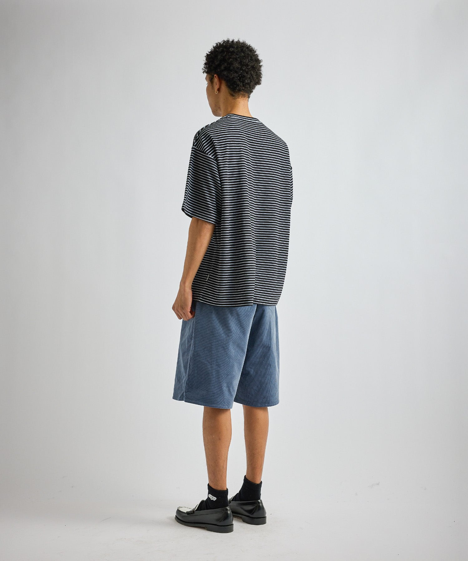 Saturdays NYC Brandon Striped Pile Relaxed Tee in Black
