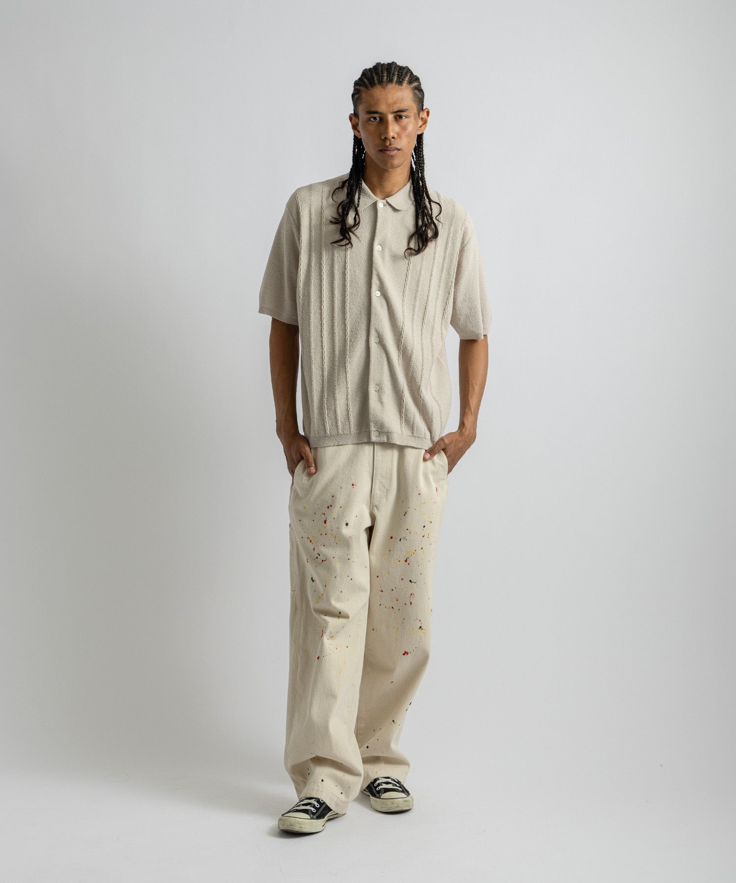 Saturdays NYC Kenneth Knit Shirt in Ivory