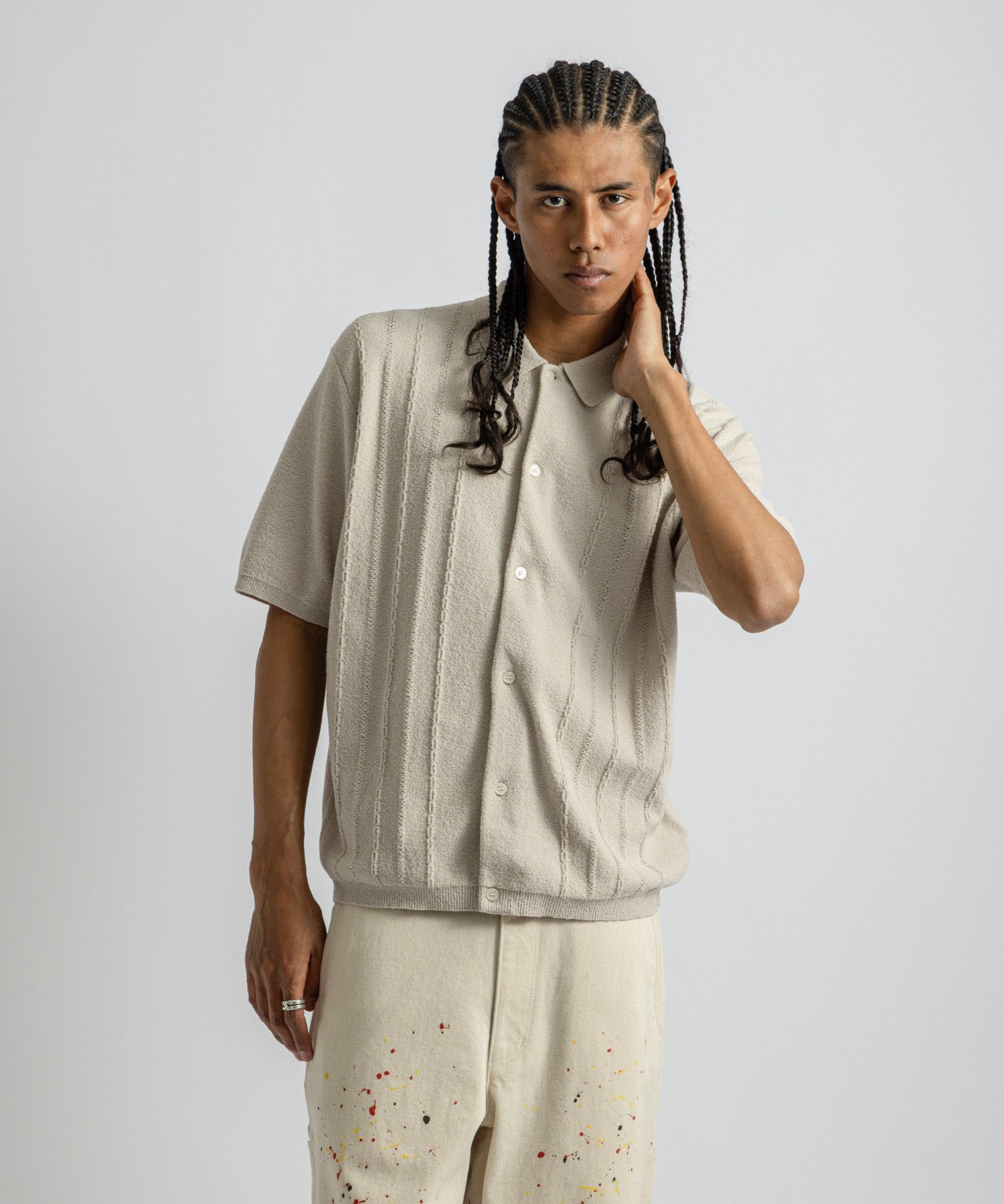 Saturdays NYC Kenneth Knit Shirt in Ivory