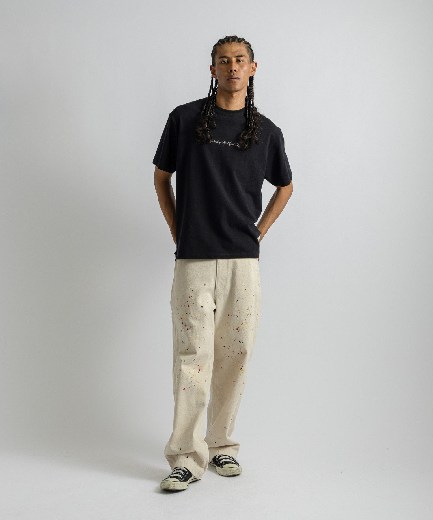 Saturdays NYC Pique Logo Standard Tee in Black