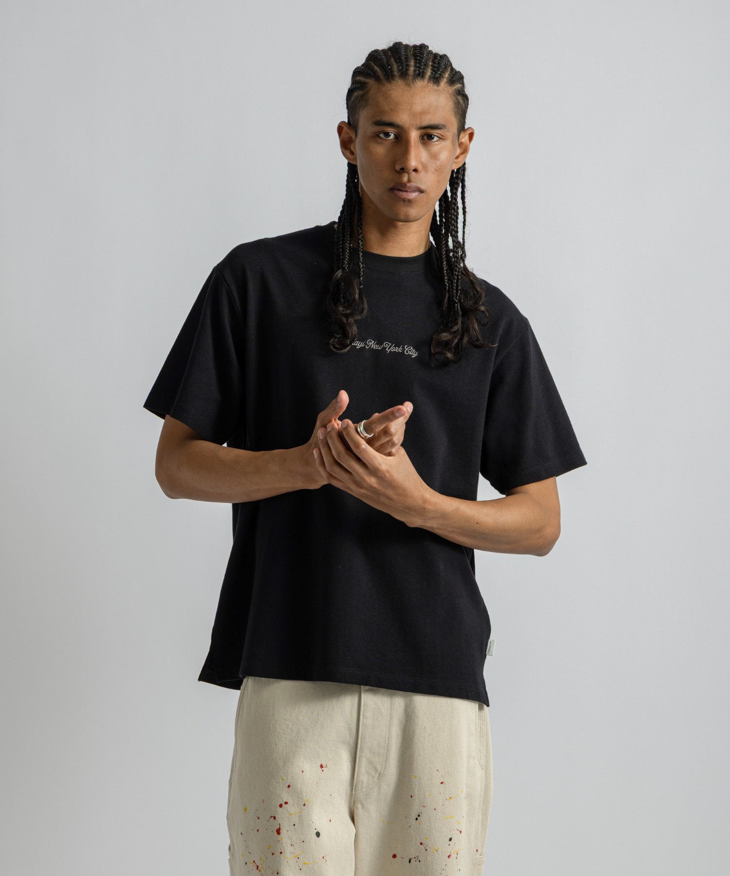 Saturdays NYC Pique Logo Standard Tee in Black