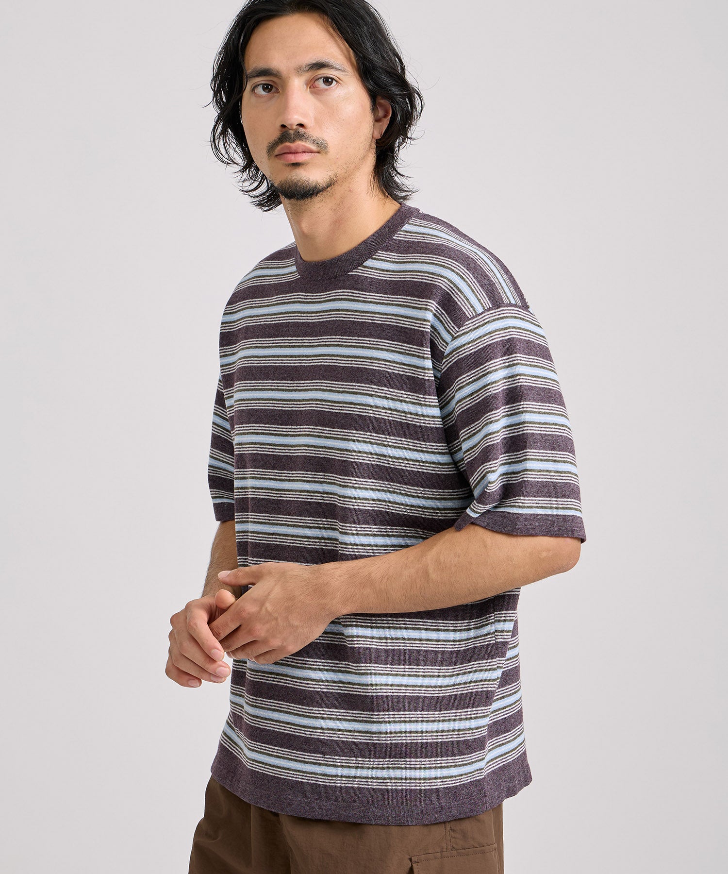 Saturdays NYC Pacho Stripe Knit Top in Purple