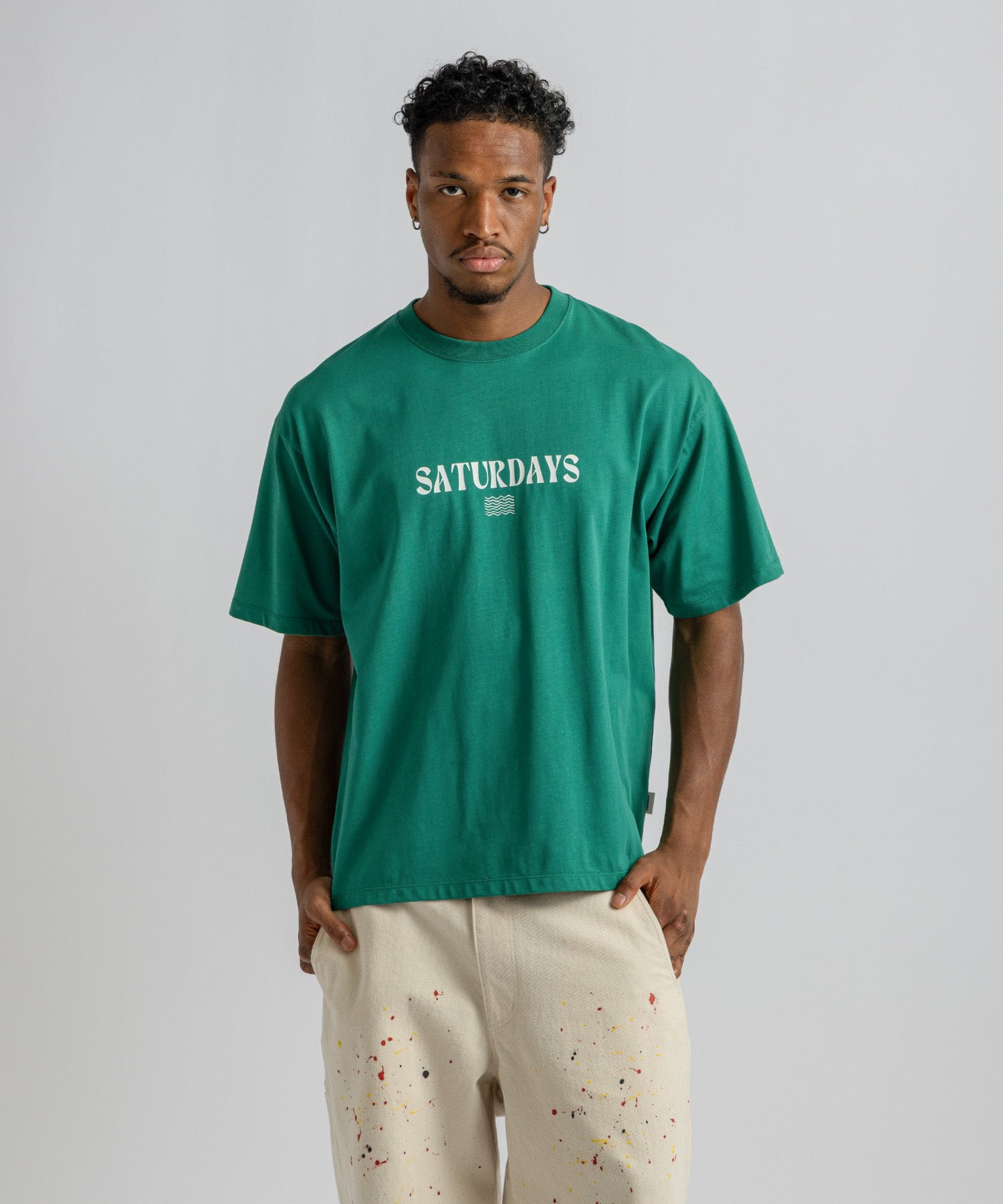 Saturdays NYC Ripples Relaxed Tee in Light Green