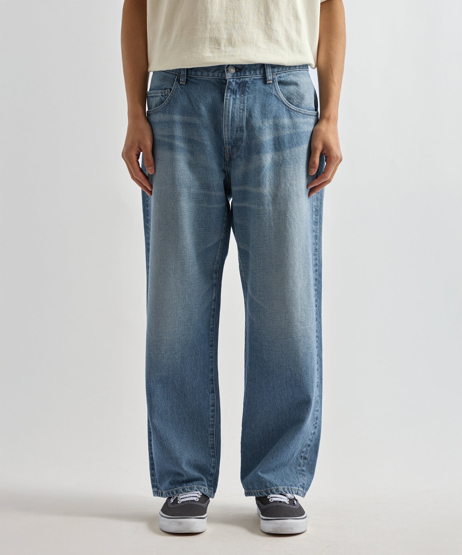Saturdays NYC Takeru Relaxed Washed Denim Pant in Blue