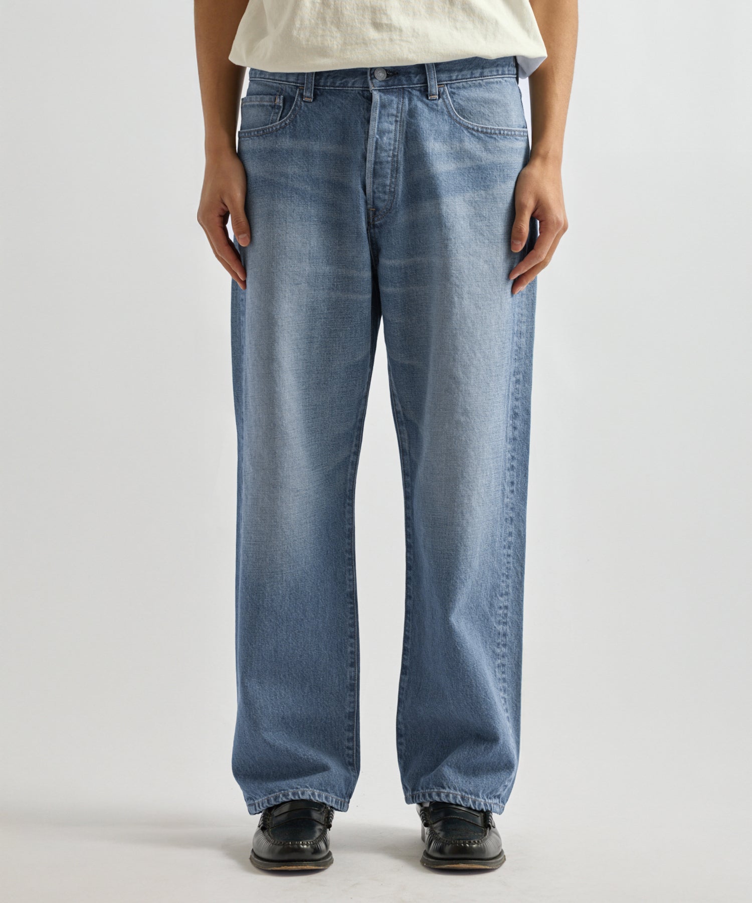 Saturdays NYC Tobias Straight Washed Denim Pant in Blue