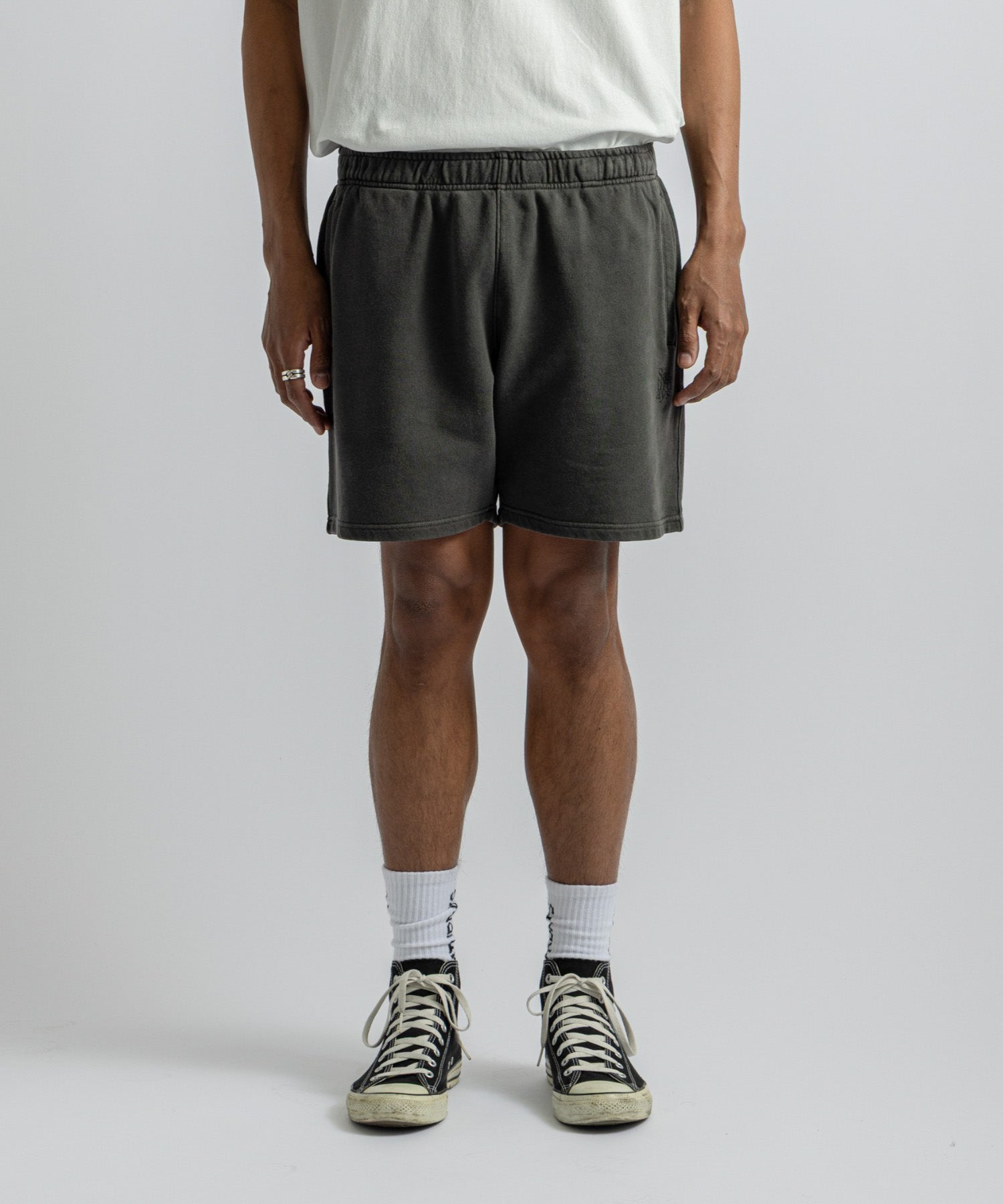 Saturdays NYC Austin Pigment Dyed Sweat Short in Black Sub