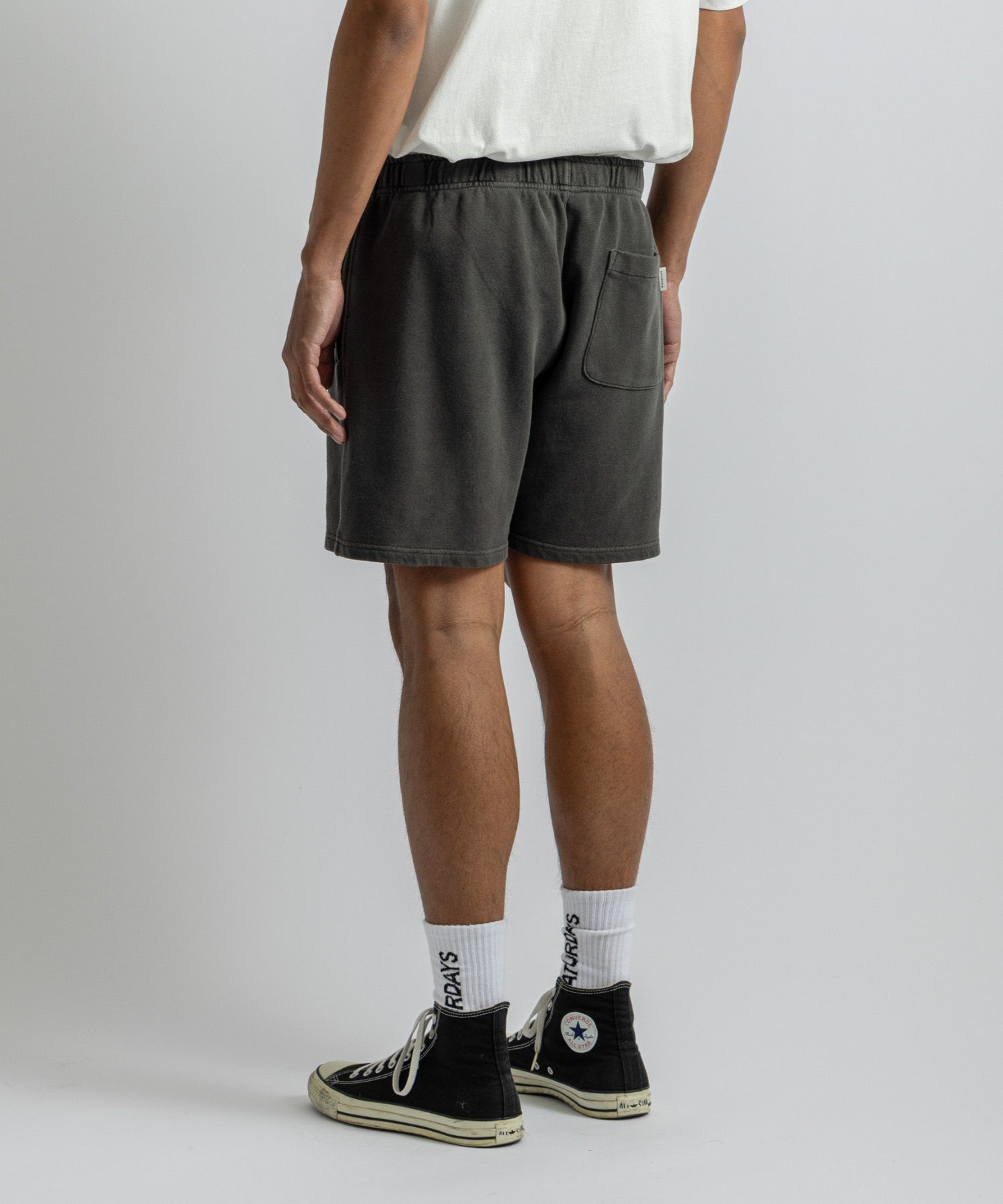 Saturdays NYC Austin Pigment Dyed Sweat Short in Black Sub