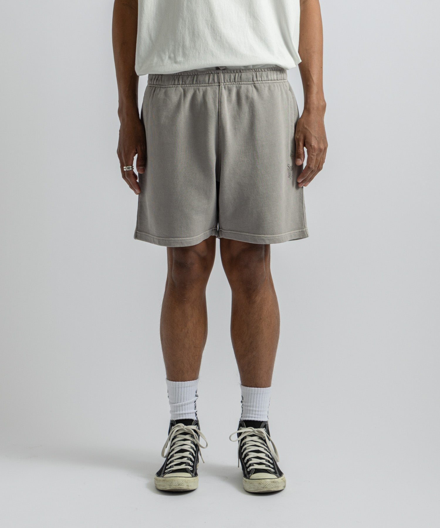 Saturdays NYC Austin Pigment Dyed Sweat Short in Gray