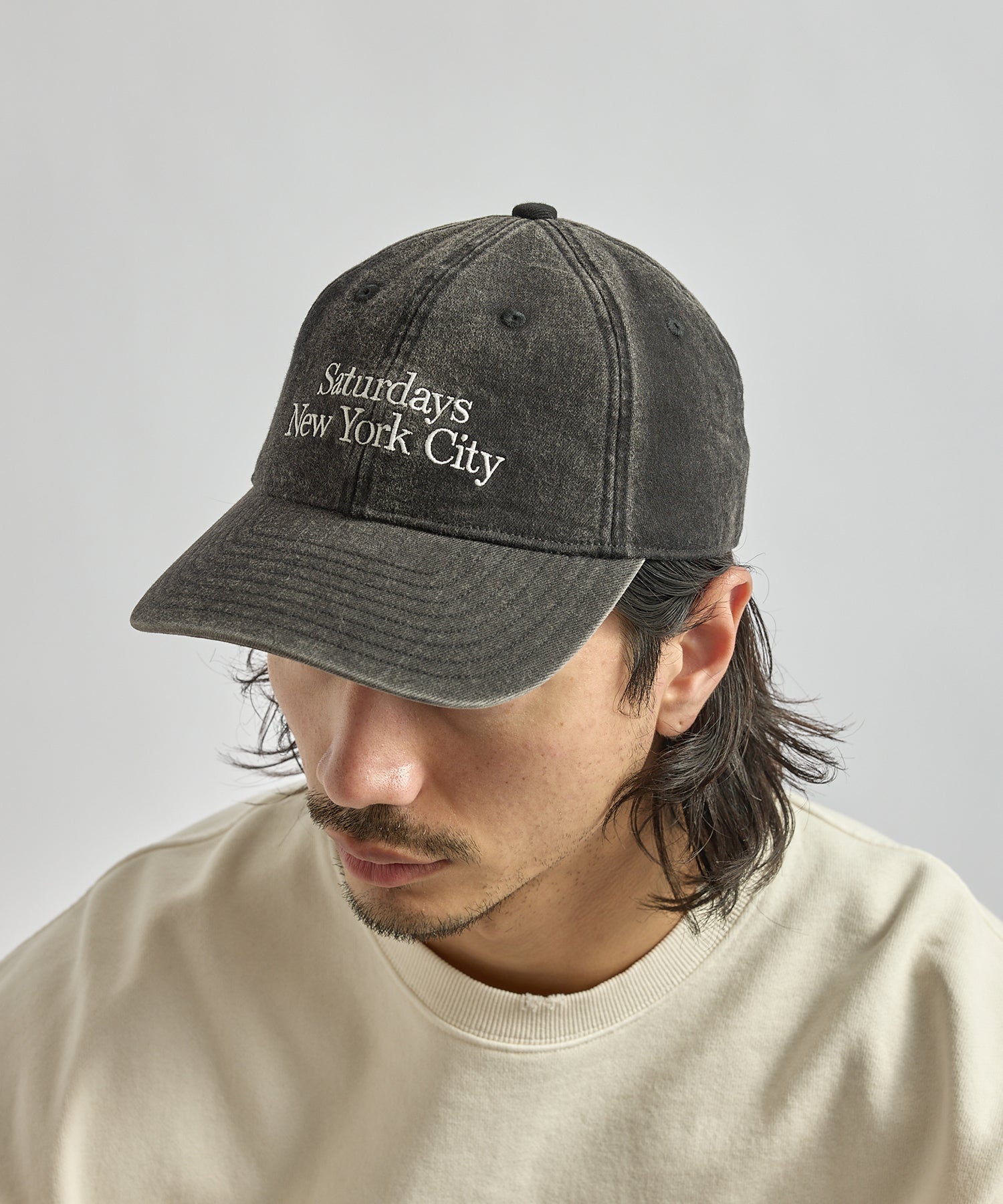 Saturdays NYC Abie Pigment Dyed Cap in Fade Black